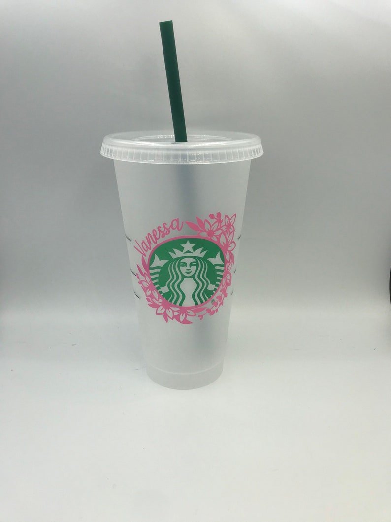 Floral wreath personalized Starbucks cup custom Starbucks cup Starbucks custom cold cup-floral starbucks cup