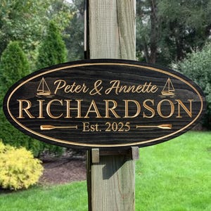 Personalized Carved Wood Sailboat Sign: Outdoor Cabin Decor