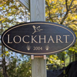 Custom Carved Wood Heron Sign: Personalized Outdoor Cabin Decor