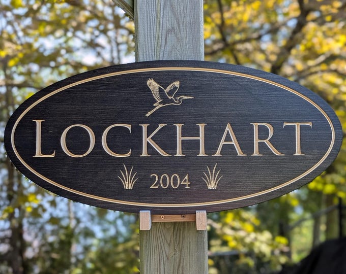 Heron Sign, Custom Outdoor Wood Signs, Outdoor Wooden Sign, Personalized Sign, Carved Wood Signs, Wooden Name Signs, Camping Signs