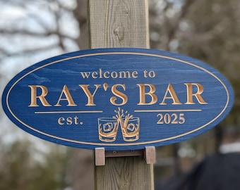 Enseigne de bar en bois gravée personnalisée – Décoration de bar personnalisée