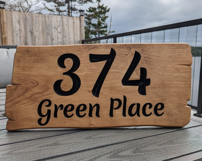 Personalized rustic carved outdoor sign large address , perfect for Home, Ranch, Cabin, Cottage, Street, Garden, Patio or Business