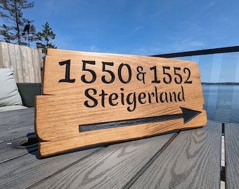 Personalized rustic carved outdoor sign with arrow , perfect for Home, Ranch, Cabin, Cottage, Street, Garden, Patio or Business