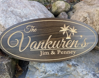 Palm Tree Name Sign for Homes or Cottages