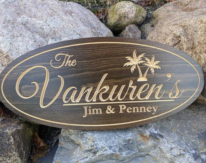 Palm Tree Name Sign for Homes or Cottages