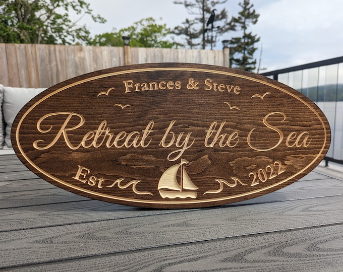 Ocean Family Name Sign for Homes or Cottages Sailboat Sign