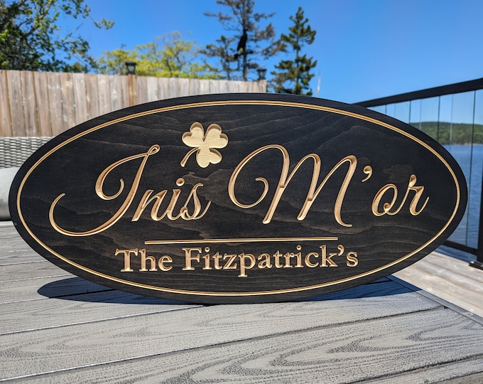 Shamrock Family Name Sign - Wooden Engraved Sign