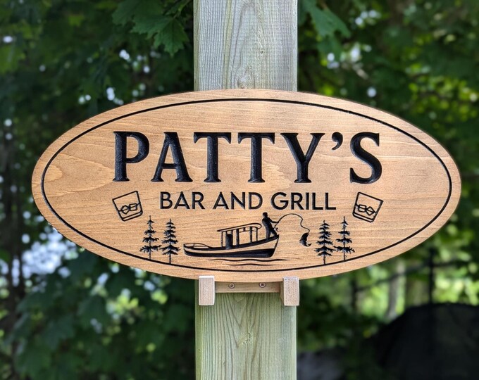 Fishing Sign for Bars - Custom Wood Signs, Outdoor Wooden Sign, Personalized Sign
