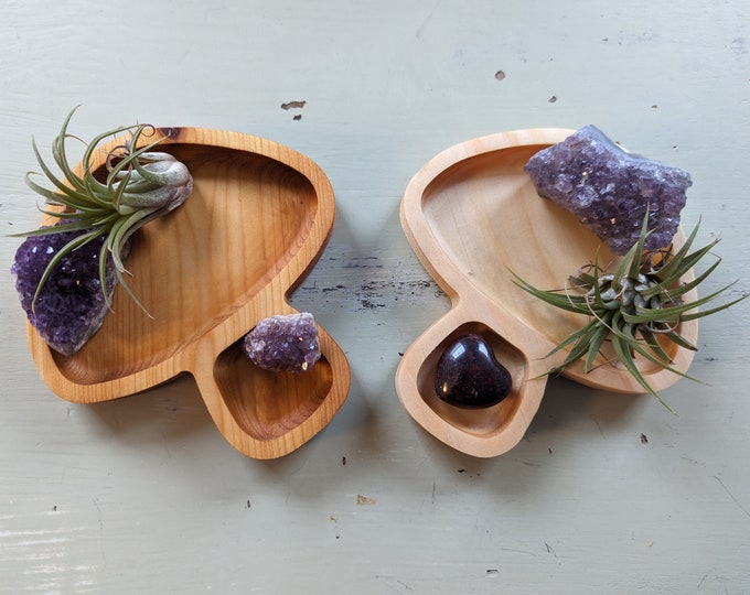 Carved Wooden Mushroom Tray
