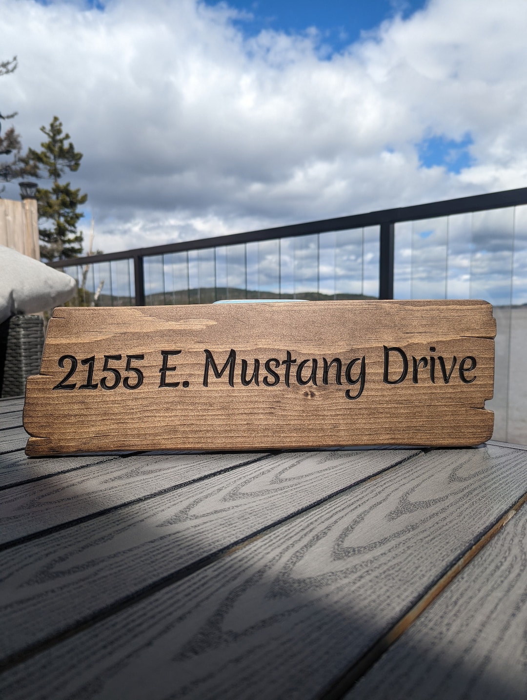 Personalized Carved Wood Sign: Rustic Walnut Stain, Outdoor Decor - Etsy