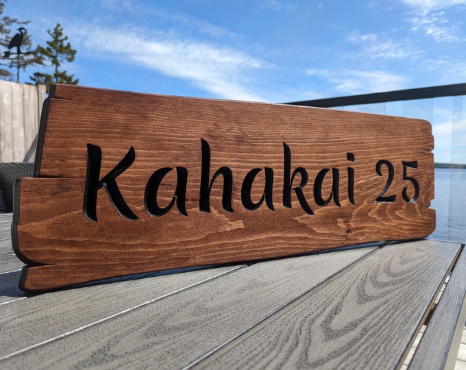 Personalized rustic carved outdoor sign , perfect for Home, Ranch, Cabin, Cottage, Street, Garden, Patio or Business