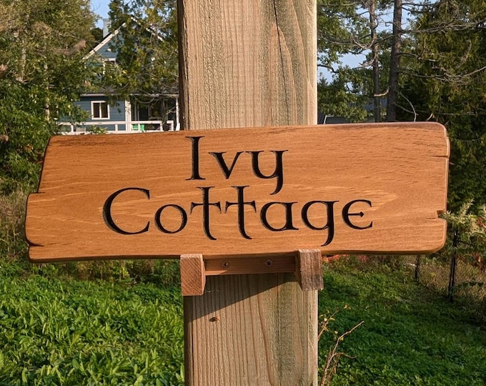Personalized rustic carved outdoor sign with trees , perfect for Home, Ranch, Cabin, Cottage, Street, Garden, Patio or Business