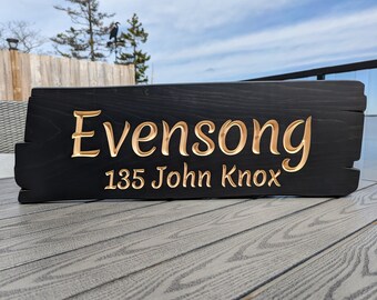 Personalized Carved Rustic Black Sign: Home, Cabin, Ranch