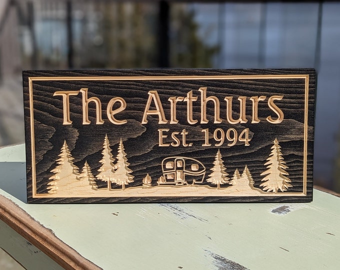 Custom Camping Wood Signs, Outdoor Wooden Sign, Personalized Sign, Carved Motorhome Wood Signs, Wooden RV Signs, Camping Signs, Trailer