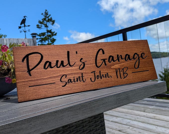Personalized carved outdoor sign with trees , perfect for Home, Ranch, Cabin, Cottage, Street, Garden, Patio or Business