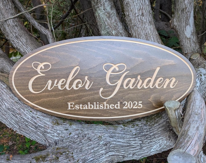 Custom Carved Garden Sign: Personalized Outdoor Cabin Decor