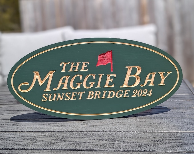 Masters Tournament Inspired Personalized Golf Sign - , Outdoor Wooden Sign, Personalized Sign, Carved Wood Signs, Wooden Name Signs,