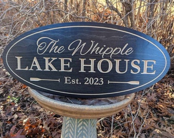 Custom Carved Wood Lake House Sign: Personalized Outdoor Decor