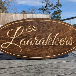 Family Name Sign - Engraved in Wood