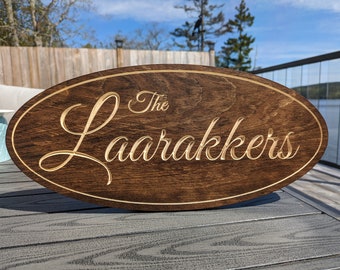 Family Name Sign - Engraved in Wood