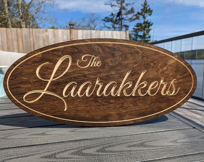 Family Name Sign - Engraved in Wood