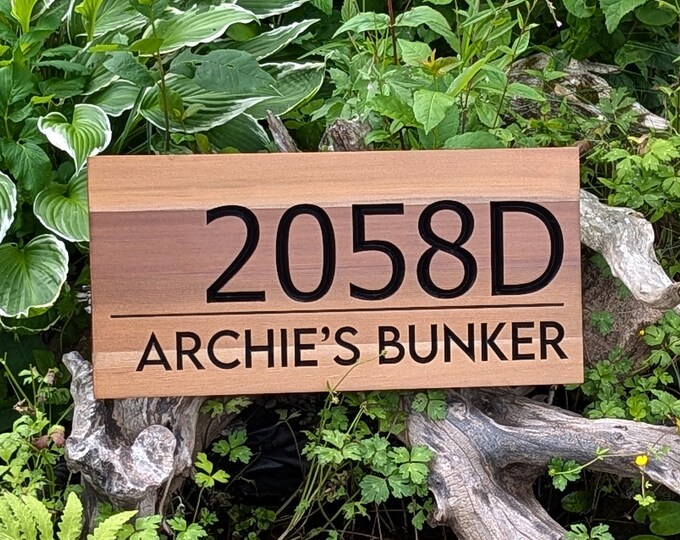 Double Sided Personalized Address Sign Engraved in Wood
