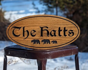 Custom Wood Bear Signs, Outdoor Wooden Sign, Personalized Sign, Carved Wood Signs, Wooden Name Signs, Camping Signs, Treehouse