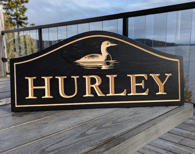 Custom Wooden Loon Sign, Outdoor Wooden Sign, Personalized Sign, Carved Wood Signs, Wooden Name Signs, Camping Signs, Treehouse