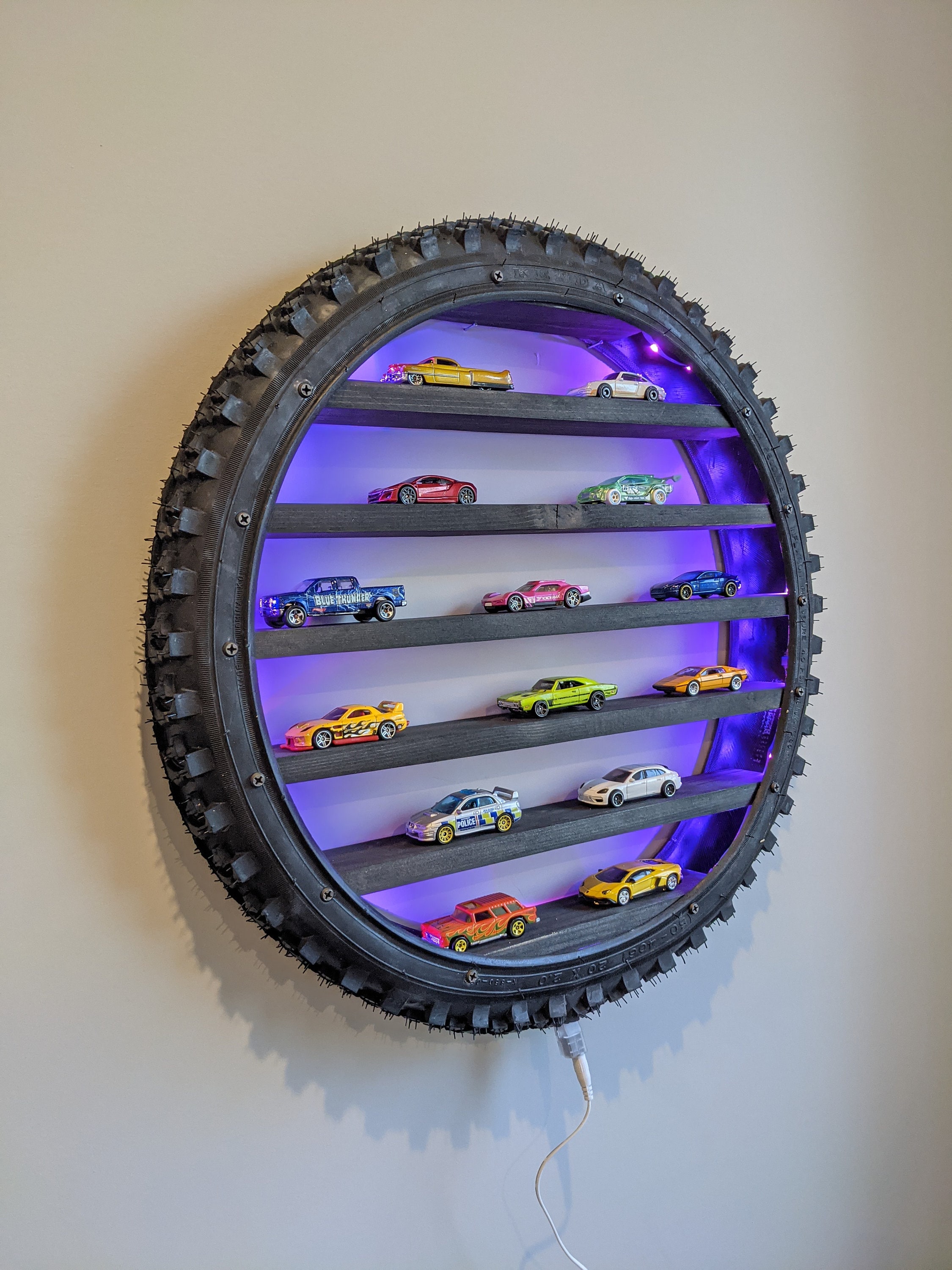 LIGHT UP 20 Hot Wheels Toy Car Tire Wall Display Shelf Etsy