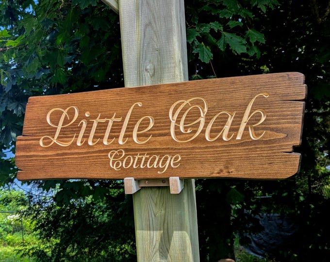 Personalized rustic carved outdoor sign with trees , perfect for Home, Ranch, Cabin, Cottage, Street, Garden, Patio or Business