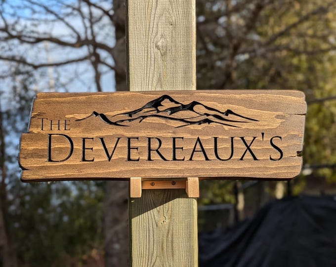 Personalized rustic carved outdoor sign with trees , perfect for Home, Ranch, Cabin, Cottage, Street, Garden, Patio or Business