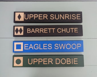 Personalized Ski Trail Sign: Carved Wood Decor for Cabin, Home, and Garden