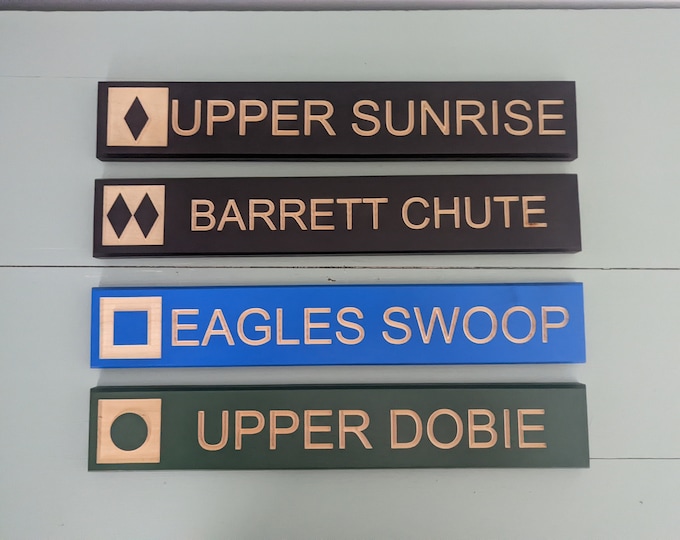 Personalized custom ski or trail signs carved in wood, perfect for Home, Ranch, Cabin, Cottage, Street, Garden, Patio or Business