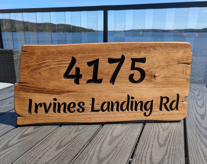 Personalized rustic carved outdoor sign with large address , perfect for Home, Ranch, Cabin, Cottage, Street, Garden, Patio or Business