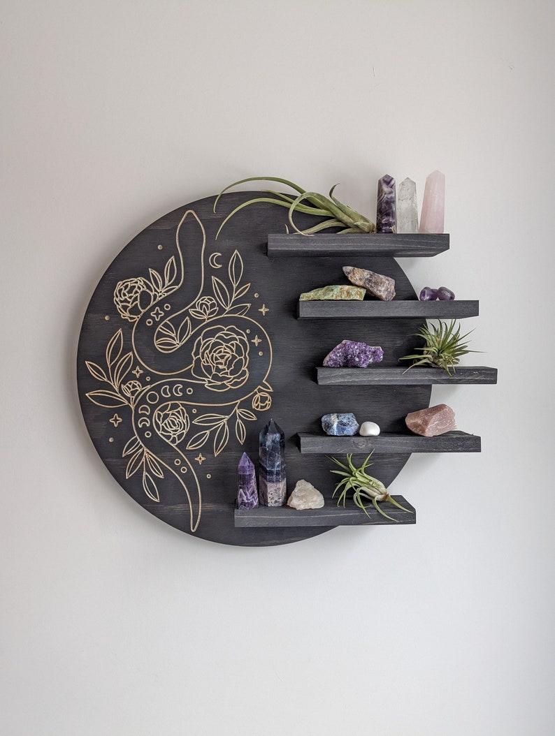 Engraved Floral Serpent Shelf Customizable  Large and small image 1