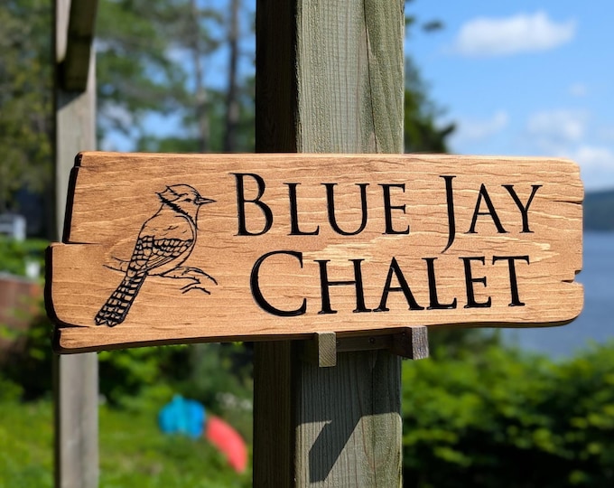 Personalized rustic carved outdoor sign with trees , perfect for Home, Ranch, Cabin, Cottage, Street, Garden, Patio or Business