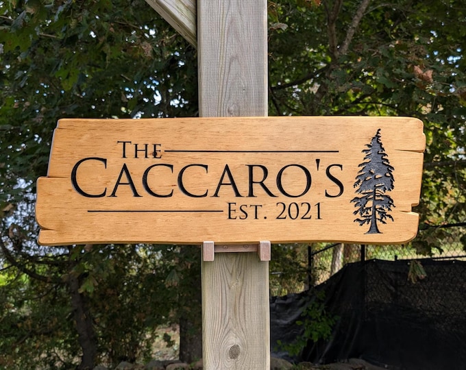 Personalized Carved Wood Sign: Rustic Cabin, Home, or Ranch