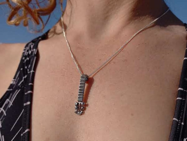Guitar neck music silver 925 Necklace pendant Jewelry