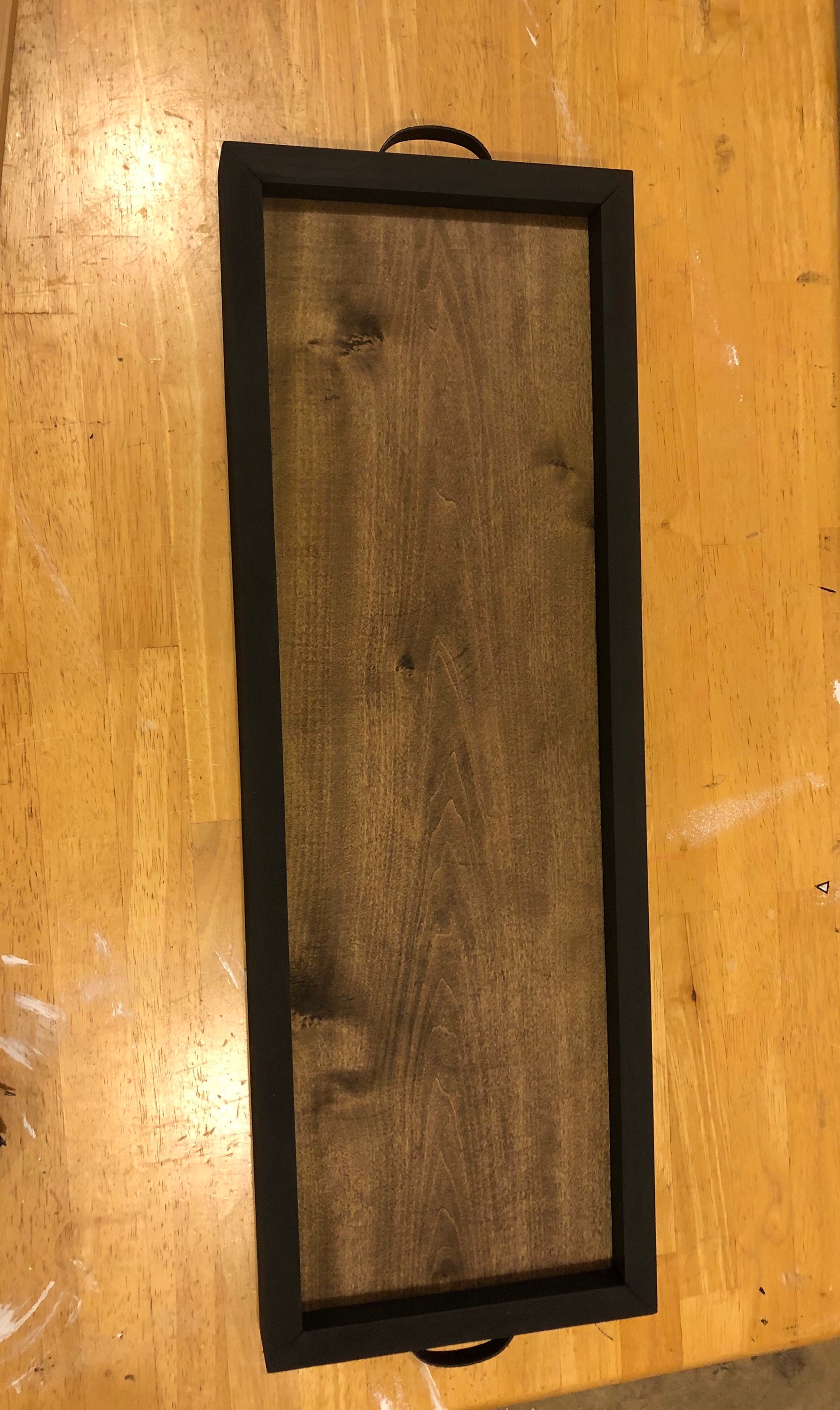 Handmade rectangular wooden decorative tray with black metal Etsy