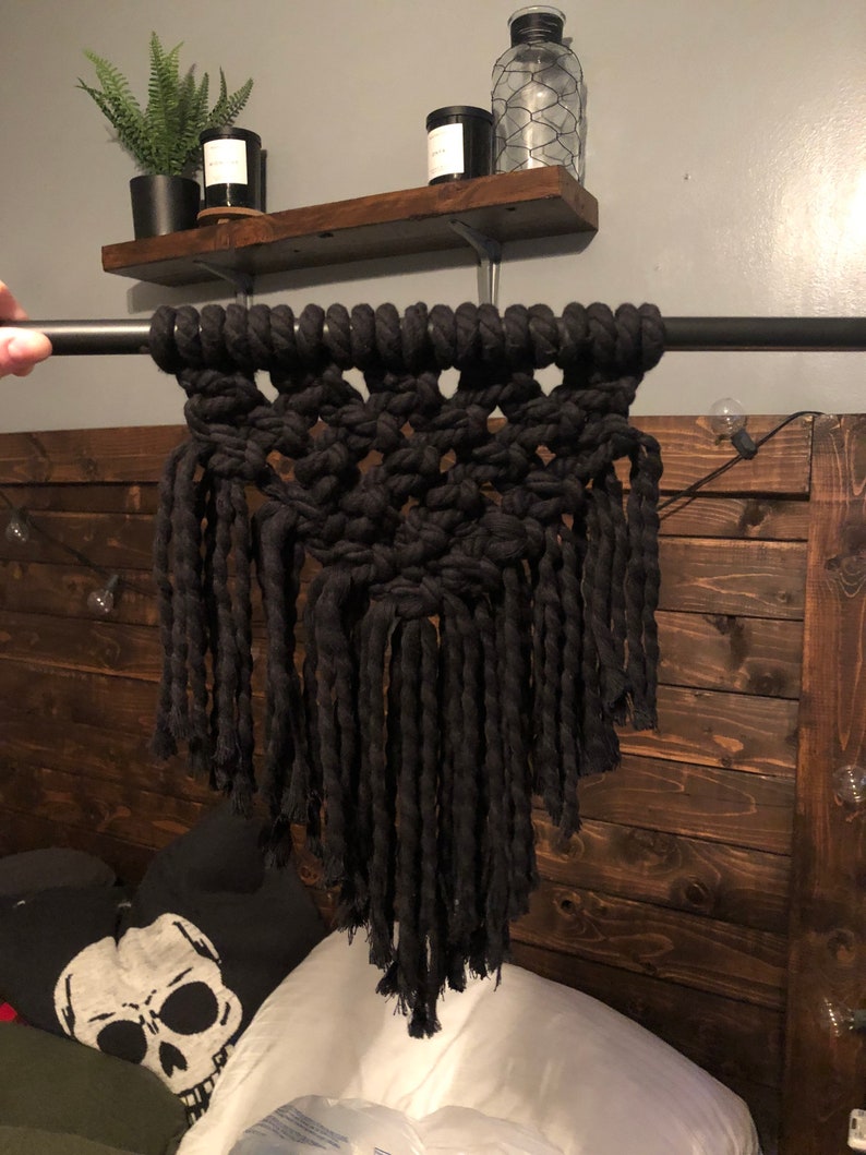 Handmade black macrame wall hangingmacrame wall art bohemian home decor