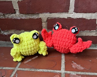 Fred o Sapo e Chad o Caranguejo Padrão de Crochê de Costura Baixa