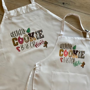 Custom White Christmas Cookie Baking Apron For Grandma, Mimi, Mom, The Kids, Or Anyone Special For Christmas