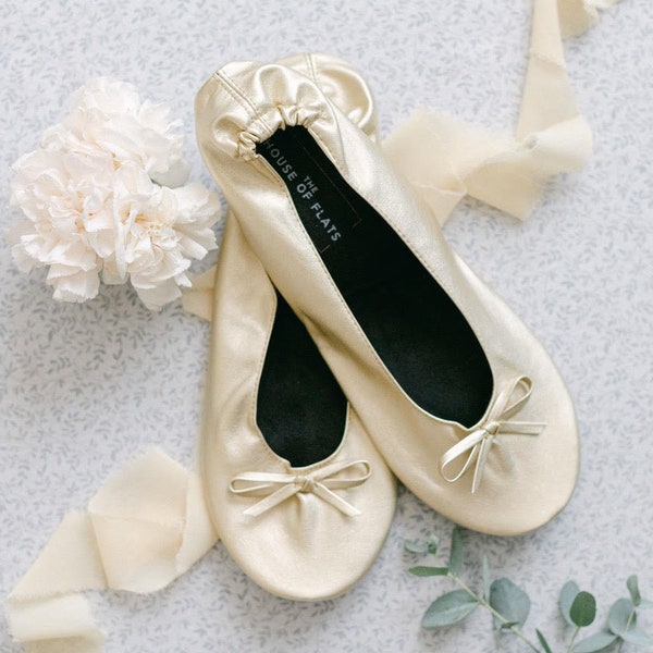 Wedding Flat Gold Shoes - Etsy