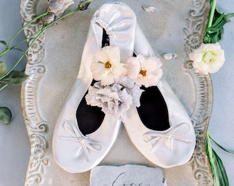 NEW! Ballet Flat for wedding, Prom, Bridesmaids, Bridesmaid Gift, Bridesmaid Proposal, Foldable Flat, Silver Wedding Ballet Flat