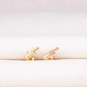 14K Solid Gold Lightning Bolt Earrings