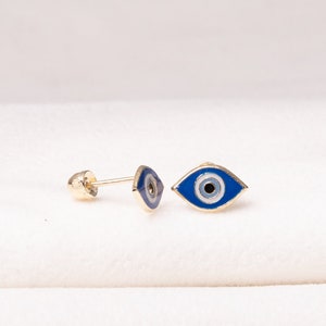 Solid 14K Gold Evil Eye Earrings