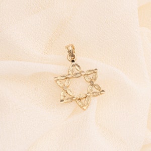 14K Solid Yellow Gold Magen David Star of David Charm