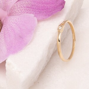 14K Solid Yellow Gold Locket Ring: CZ Stacking Ring