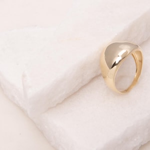 Gold Dome Ring, 14k Solid Gold, Chunky Bubble Ring, Circle Statement Ring