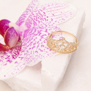 Gold Princess Ring, Crown Ring, Tiara Ring, Gold Crown